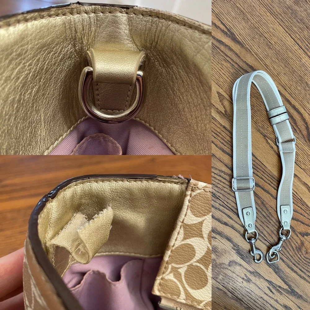 Coach Tan & Cream Signature Stripe Tote